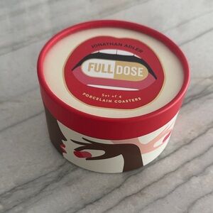 Jonathan Adler Red and White Porcelain Coaster box